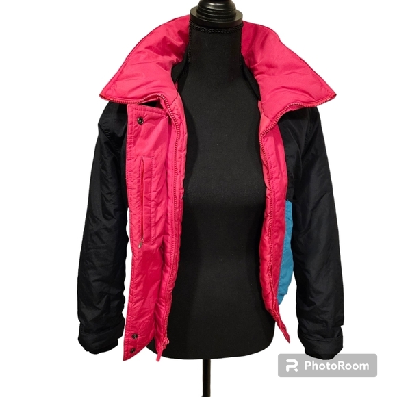 Inside Edge Polyester Filled Black Pink Blue Nylon High Neck Jacket Size S - Picture 7 of 11